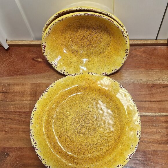 Pier 1 Carmelo Melamine Salad 2Bowls &amp; Plate rustic crackle unbreakable dish - Picture 6 of 16